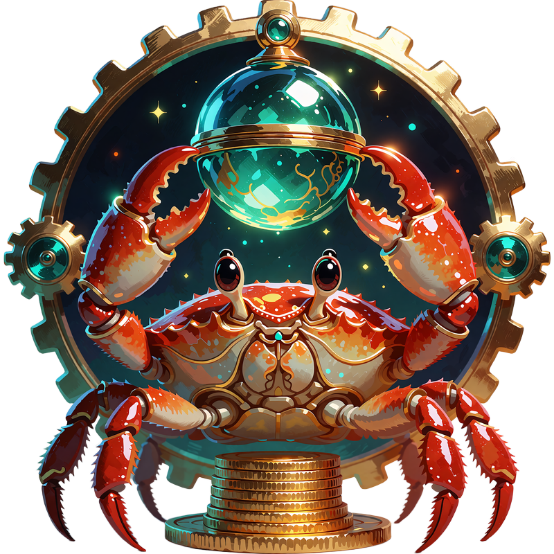 Kolekcjonerski krab z czerwono-pomarańczowym pancerzem trzyma kapsułę niespodzianki - emblemat Bonus Crab OnlySpins